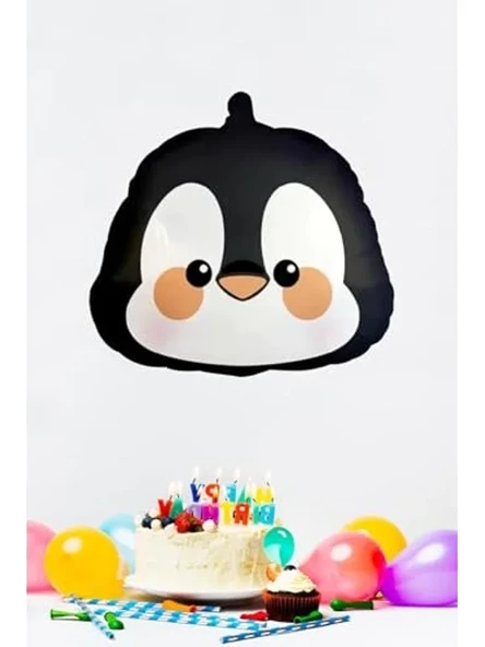 Penguen Kafası Temalı Folyo Balon ile Doğum Günü Kutlaması ürün görseli 1