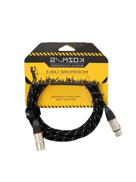 KCL-024-3M Siyah Örgülü XLR-XLR Mikrofon Kablosu (Gri Uçlu) ürün görseli 1