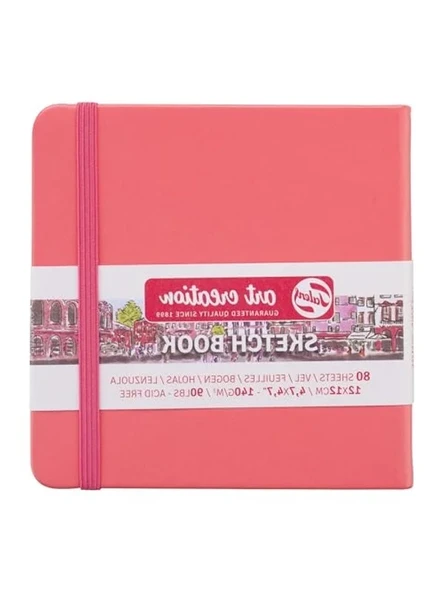 Kırmızı Mercan Renkli 80 Yapraklı Eskiz Defteri - 12x12 cm ürün görseli 1