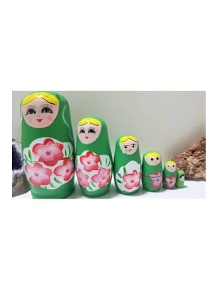 5 Parçalı Ahşap Matruşka Bebek Seti, Renkli ve Eğlenceli Tasarım ürün görseli 1