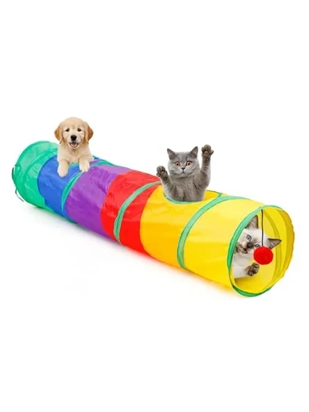 Renkli Kedi Oyun Tüneli, Katlanabilir ve Dayanıklı Polyester ürün görseli 1