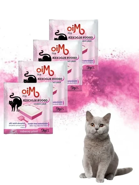 Koku giderici bebek pudralı kedi kumu, 4'lü set halinde sunuluyor ürün görseli 1