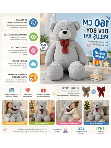 Dev Pelüş Ayı - 160 cm, Yumuşak ve Sevimli Hediye Seçeneği - Resim 2