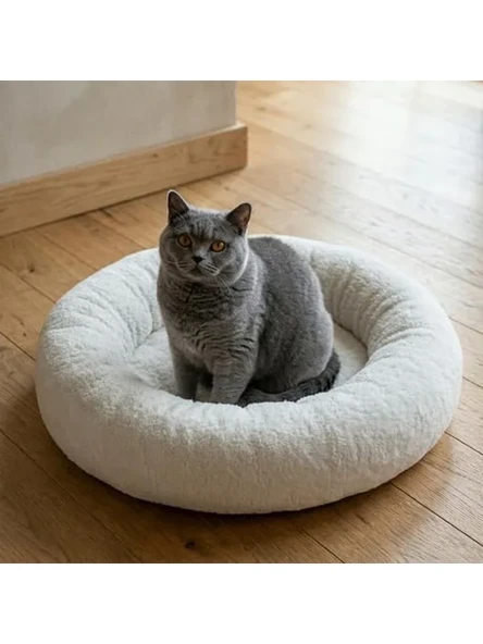 Donut Şeklinde Kedi ve Köpek Yatağı, Yıkanabilir ürün görseli 1