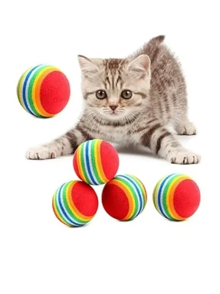 3'lü Gökkuşağı Sünger Kedi Köpek Çiğneme Oyun Topu, Diş Çıkarma ürün görseli 1