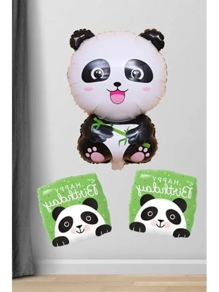 Panda Şekilli Happy Birthday Balon Seti ile Eğlenceli Kutlama ürün görseli 1