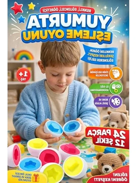 Eğitici Renk ve Şekil Eşleme Oyunu, Montessori Temalı 12 Parça Bultak ürün görseli 1