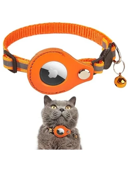Reflektörlü ve Zilli Kedi Tasması, Turuncu, Standart ürün görseli 1