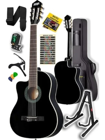 Midex MGX-100BK-ST Üst Seviye Klasik Gitar 4/4 Sap Ayarlı (Çanta Stand Tuner Capo Askı Metod Pena) ürün görseli 1