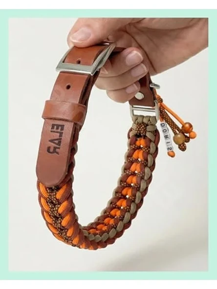 El yapımı kişiye özel paracord köpek boyun tasması, örgü tasarım ürün görseli 1
