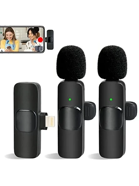 Kablosuz Yaka Yaka Mikrofon iPhone iPad Profesyonel Klip Mikrofon - Kablosuz Yönlü Kondenser Kayıt 2 Mikrofon Röportaj Video Podcast Vlog YouTube ürün görseli 1