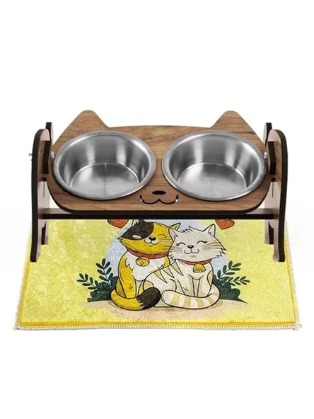 Demonte Kedi Mama ve Su Kabı, Çift Hazneli Seramik Set ürün görseli 1