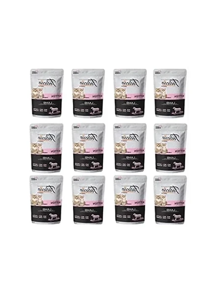 12 x 85 gr tahılsız kuzu etli yaş kedi maması, yavru kediler için uygun ürün görseli 1