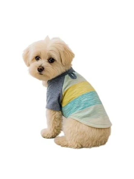 XL Boyutunda Mavi Beyaz T-Shirt, Kedi ve Köpekler İçin Şık Kıyafet ürün görseli 1