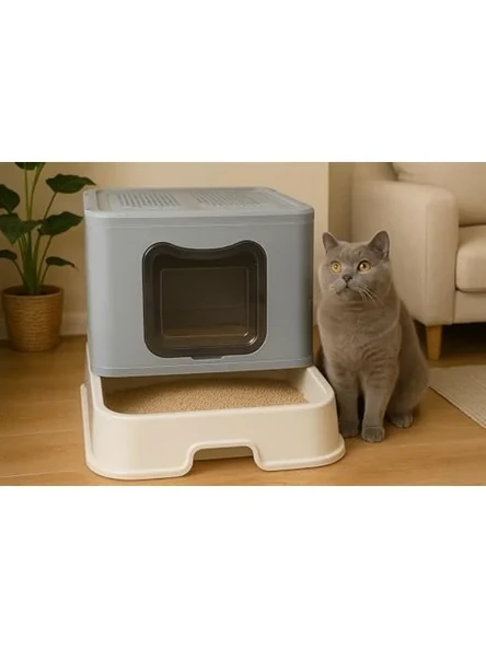 Çift Filtreli Katlanabilir Kedi Tuvaleti, XL Boy ürün görseli 1