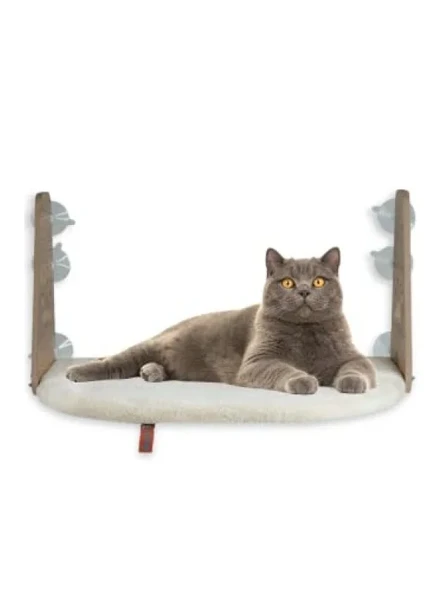 Vantuzlu Kedi Cam Yatağı - Krem ürün görseli 1