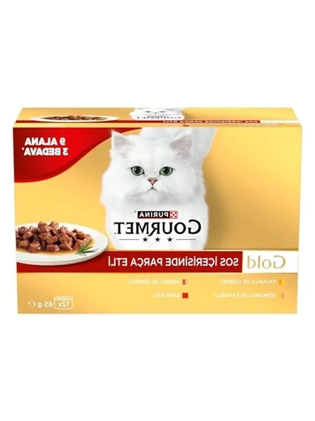 Gold Parça Sığır Etli Yaş Kedi Maması Multipack 85 gr.(48 Al 36 Öde) ürün görseli 1