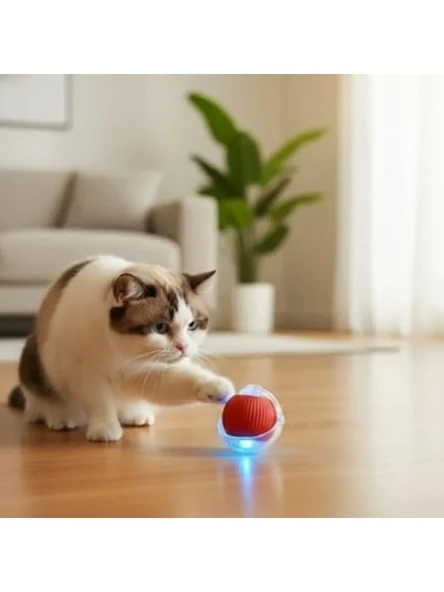 Kedi Oyuncak Topu, Sessiz Motorlu ve Kuyruklu, Karışık Renkler ürün görseli 1