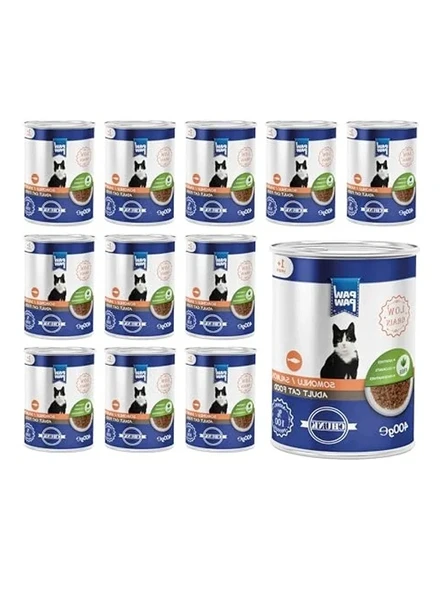 Yetişkin Kedi Jöleli Somonlu Konserve Mama 400 Gr x 12 Adet ürün görseli 1