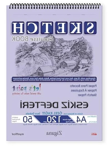 A4 Spiralli Eskiz Defteri, 50 Yaprak, 120 gr Sanat Çizim Bloknotu ürün görseli 1