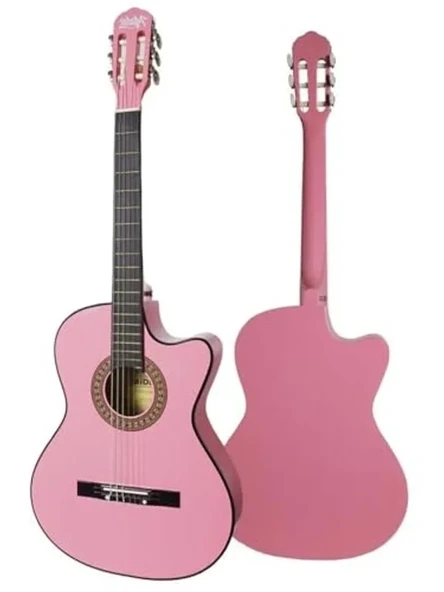 Pembe Renkli 4/4 Boy Klasik Gitar Seti, SOLAK Kullanım için ürün görseli 1
