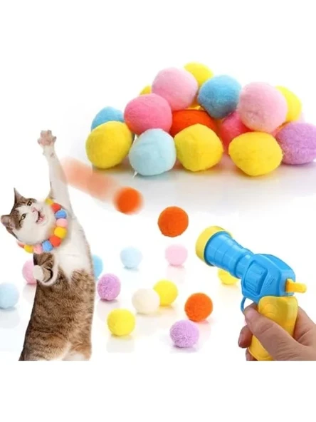 Renkli Peluş Toplu Kedi Oyuncak Tabancası - Eğlenceli Aktivite İçin ürün görseli 1