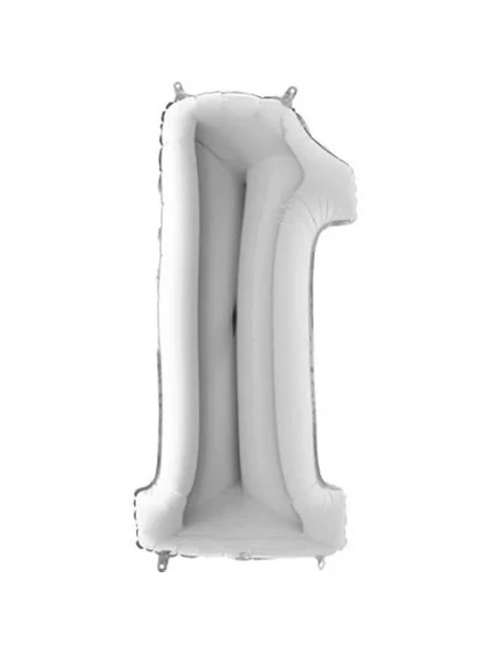 Gümüş Renk 36 cm 1 Rakamlı Folyo Balon ürün görseli 1