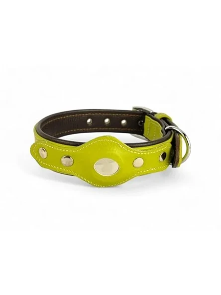 El Yapımı Flotter Deri Köpek Tasması, Yumuşak ve Dayanıklı, Çift Katmanlı, Yeşil-Kahverengi ürün görseli 1