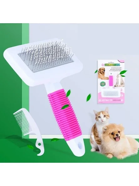 Pembe tüy tarama fırçası, kedi ve köpekler için etkili bakım aracı ürün görseli 1