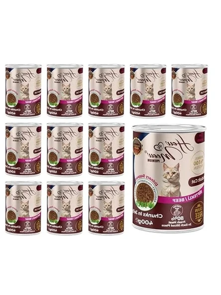 Biftekli ve Jöleli Konserve Kedi Maması, 400 Gr x 12 Adet ürün görseli 1
