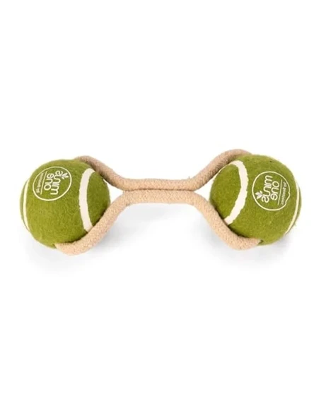 Kauçuk İpli İki Tenis Topu, 21cm, Gri/Kahverengi ürün görseli 1