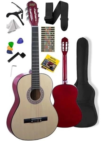 Sap Ayarlı Doğal Renkli Klasik Gitar Seti 4/4 Yetişkin Boy ürün görseli 1