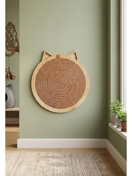 Minimalist Kedi Tırmalama Tahtası, Doğal Ahşap ve Jüt İp ürün görseli 1