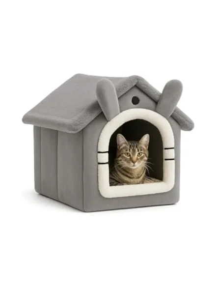 Yumuşak Kedi Yatağı - Derin Uyku Evi, Gri ürün görseli 1
