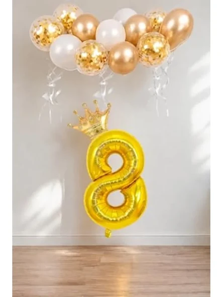 Rakam Gold Folyo Balon, Kraliyet Temalı Parti Dekorasyonu ürün görseli 1