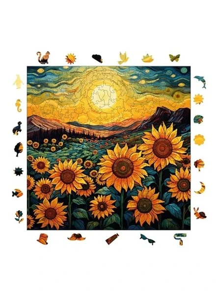 353 Parça Günebakan Tarlasında Akşamüstü Temalı Ahşap Puzzle ürün görseli 1