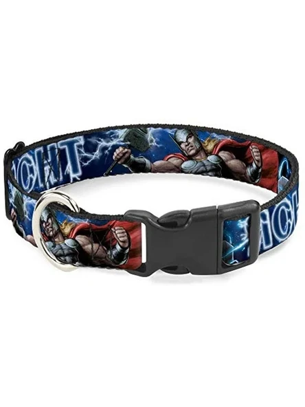 Marvel Comics Evcil Hayvan Yaka, Köpek Tasması Plastik Toka, Avengers Thor Hammer Aksiyon Poz Galaxy Blues Beyaz, 50 ila 70 cm Genişlik ürün görseli 1
