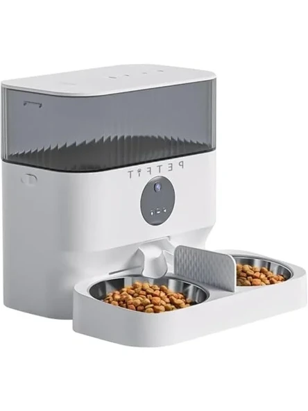 CatMax Pro Plus 5L Wi-Fi Kameralı Çift Kase Akıllı Otomatik Kedi Köpek Mama Kabı Besleme Ünitesi (Sesli Komut+Çelik Kase+APP Kontrol) ürün görseli 1