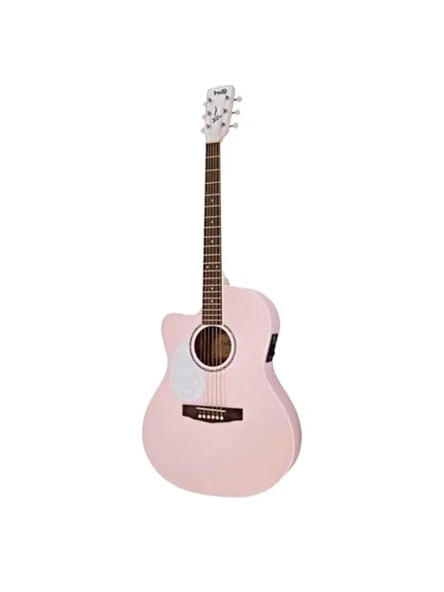 Açık Gözenekli Pastel Pembe Akustik Gitar, Şık Tasarım ürün görseli 1