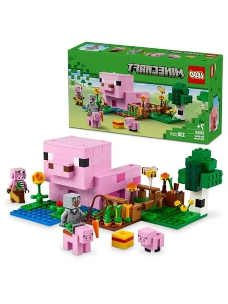 LEGO Minecraft Yavru Domuz Evi 21268 – 7 Yaş ve Üzeri Çocuklar için Kahraman Figürü, Yaratıklar ve Orman Biyomu İçeren Çiftlik Hayvanı Yapım Seti, Erkek ve Kız Çocukları için Hediye Fikri (238 Parça) ürün görseli 1