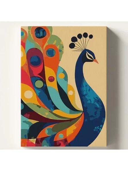 Tavus Kuşu Temalı Sayılarla Boyama Seti, 50x70 cm ürün görseli 1