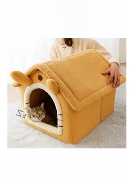 Peluş Yumuşak Kedi Evi, Isı Yalıtımlı ve Çıkarılabilir Minderli Tasarım ürün görseli 1