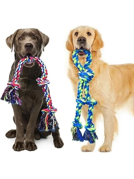 Büyük Boy Köpek Halat Oyuncağı Seti, 2’li, Diş Kaşıma Eğitimi için ürün görseli 1