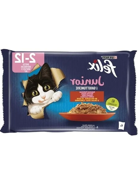 12 Adet Tavuklu ve Sığır Etli Yaş Kedi Maması, 4x85 gram ürün görseli 1