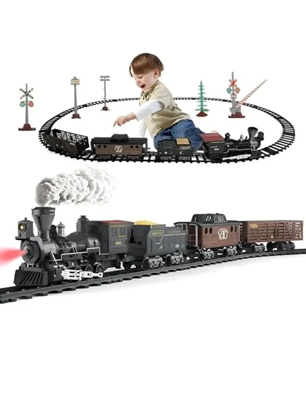 Işıklı ve Sesli Buharlı Tren Seti - 29 Parça Raylı Set ürün görseli 1