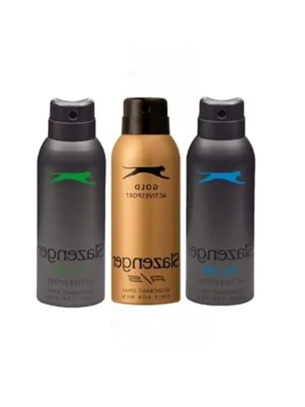 Slazenger Active Sport Gold Yeşil Mavi Deodorant 3X 150Ml Set,276367281 ürün görseli 1