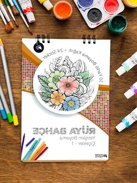 Rüya Bahçe Yetişkin Boyama Kitabı, Çiçekler Mandala Boyama Kitabı, Boyama Defteri, Boyama Sayfaları, Yetişkinler İçin Boyama Seti, Yetişkinler İçin Boyama Kitabı ürün görseli 1