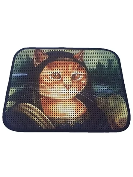 60x45 cm Elekli Desenli Kedi Tuvalet Önü Paspası ürün görseli 1