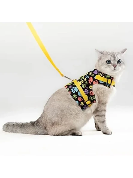 S Beden Sarı Patili Kedi ve Küçük Irk Köpek Gezdirme Tasması ürün görseli 1