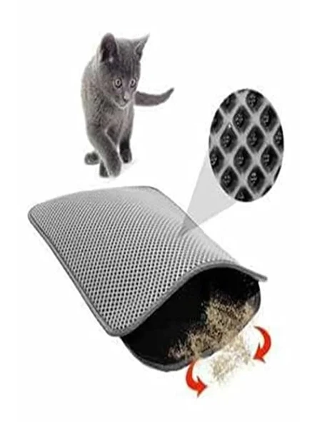 TİNEKE Elekli Kedi Tuvalet Önü Paspası Kedi Paspası GRİ 60x42 Cm ürün görseli 1